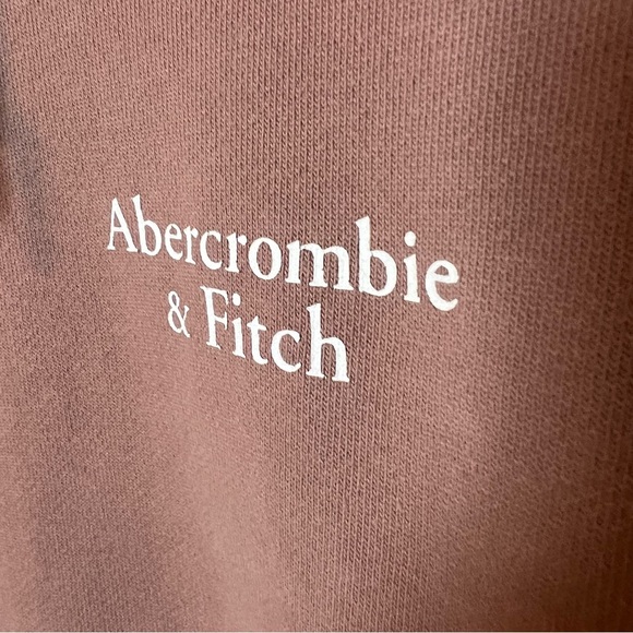 Abercrombie & Fitch Hoodie Unisex M Dusty Mauve Pink Logo Sweatshirt Cozy Thick - Picture 3 of 7